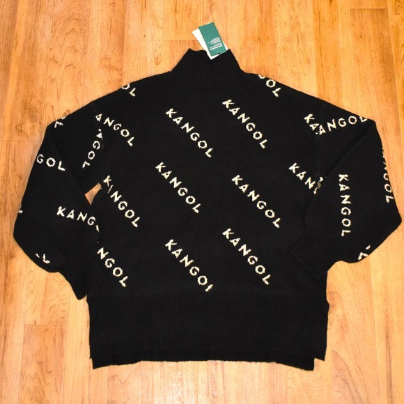 H&M Sweaters - Kangol x H&M Black All Over Logo Mock Neck Sweater Women's Small